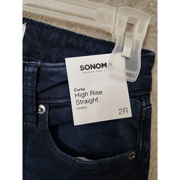 Sonoma Curvy High Rise Straight Jeans Womens 2 Blue Dark Wash Stretch NEW - Picture 5 of 10